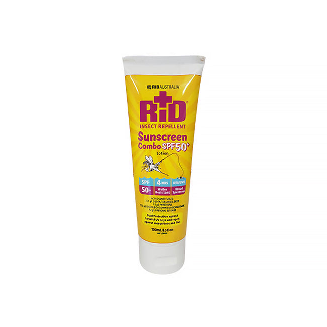 RID Sunblock Tube Combo 100ml SPF 50+ Insect Bug Repellent Sunscreen