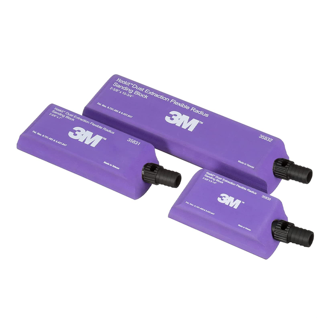 3M 35833 Hookit Flexible Radius Sanding Block Kit Dust Free Vacuum Purple