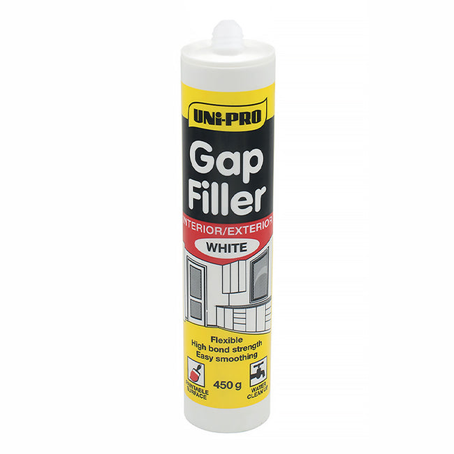 UNI-PRO Gap Filler Interior Exterior Sealant White Gaps Cracks 450g x 5 Pack