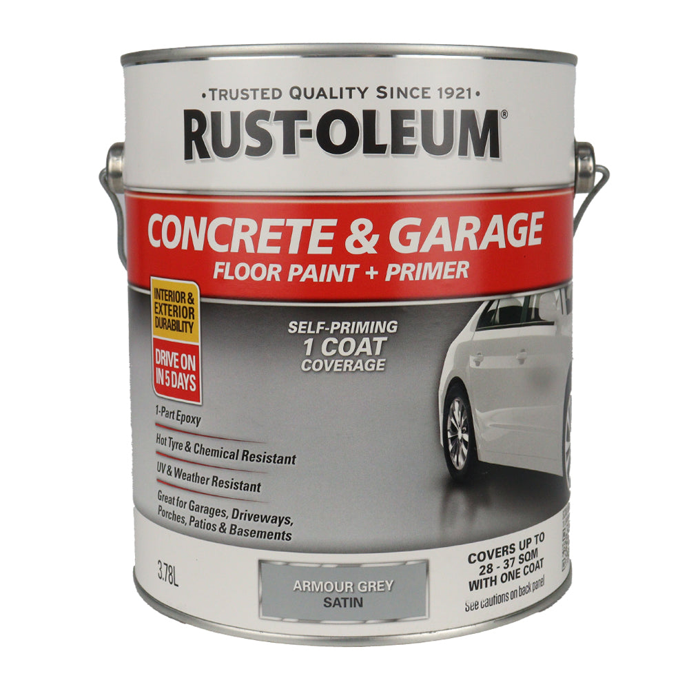 RUSTOLEUM Concrete & Garage Floor Paint 3.78L Kit Armour Grey Concrete Sealer