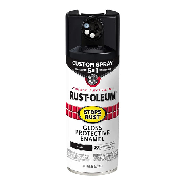 RUST-OLEUM Stops Rust Custom Spray Paint 5 in 1 Protective Enamel 340g Gloss Black