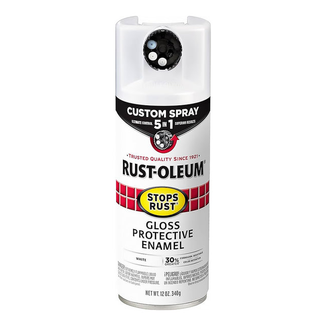 RUST-OLEUM Stops Rust Custom Spray Paint 5 in 1 Protective Enamel 340g Gloss White