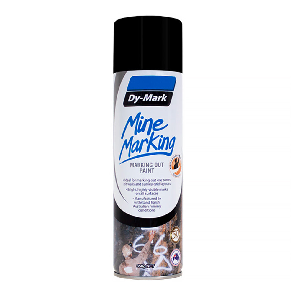 DY-MARK Mine Marking Spray Paint Black 350g Aerosol Spot Line Mark