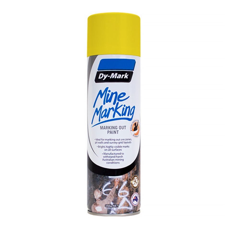 DY-MARK Horizontal Mine Marking Spray Paint Yellow 350g Aerosol Spot Line Mark