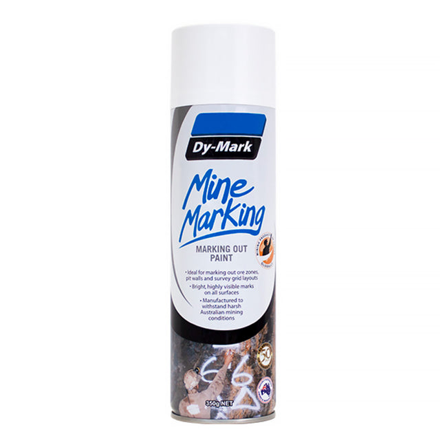 DY-MARK Mine Marking Spray Paint White 350g Aerosol Spot Line Mark