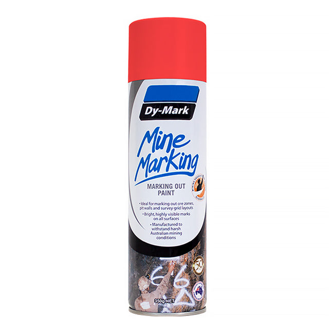 DY-MARK Mine Marking Spray Paint Fluro Red 350g Aerosol Spot Line Mark