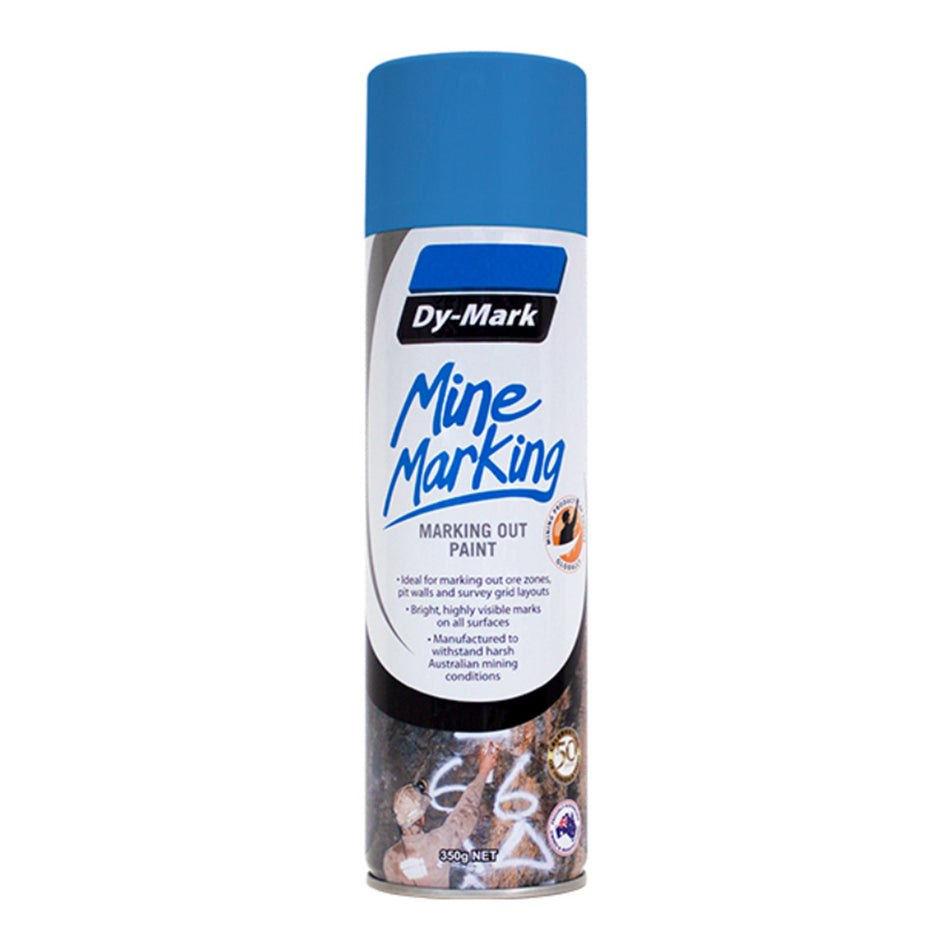 DY-MARK Horizontal Mine Marking Spray Paint Fluro Blue 350g Aerosol Spot Line Mark