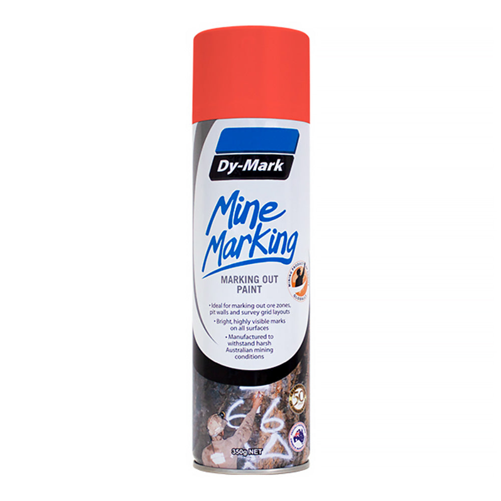 DY-MARK Mine Marking Spray Paint Fluro Orange 350g Aerosol Spot Line Mark