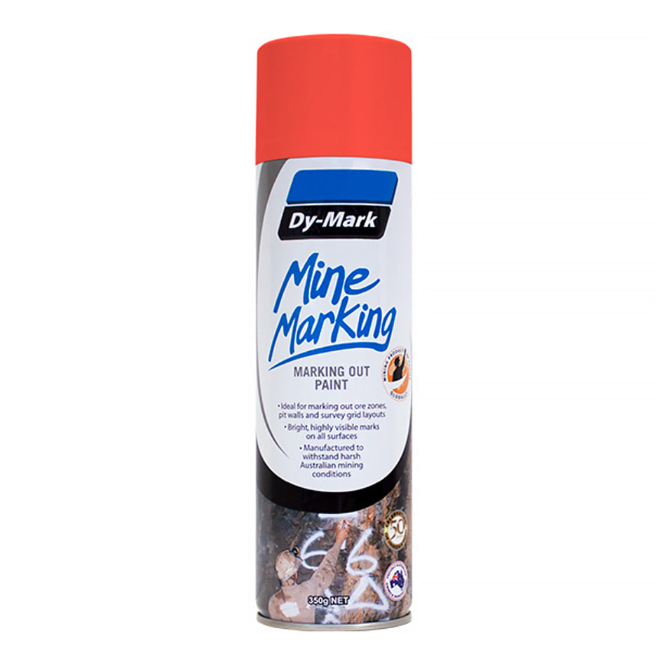 DY-MARK Horizontal Mine Marking Spray Paint Fluro Orange 350g Aerosol Spot Line Mark