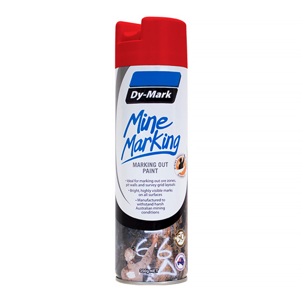 DY-MARK Mine Marking Vertical Spray Paint Red 350g Aerosol Spot Line Mark