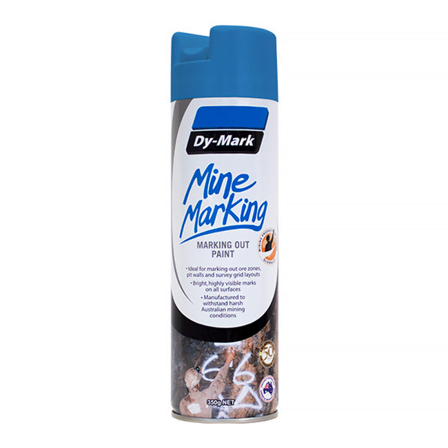 DY-MARK Mine Marking Vertical Spray Paint Fluro Blue 350g Aerosol Spot Line Mark