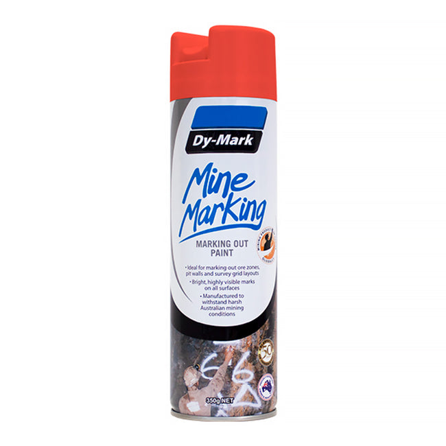 DY-MARK Mine Marking Vertical Spray Paint Fluro Orange 350g Aerosol Spot Line Mark