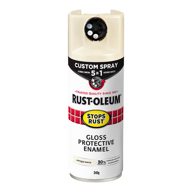 RUST-OLEUM Stops Rust Custom Spray Paint 5 in 1 Protective Enamel 340g Gloss Antique White