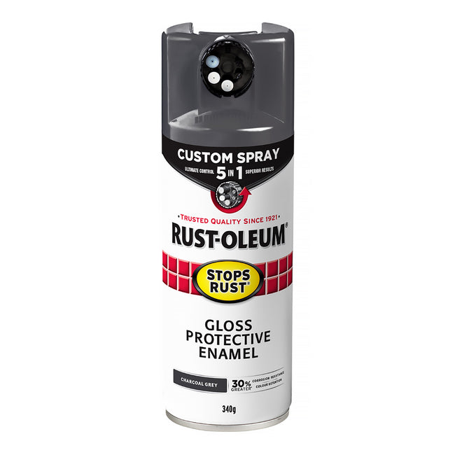 RUST-OLEUM Stops Rust Custom Spray Paint 5 in 1 Protective Enamel 340g Gloss Charcoal Grey