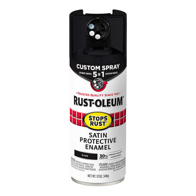 RUST-OLEUM Stops Rust Custom Spray Paint 5 in 1 Protective Enamel 340g Satin Black