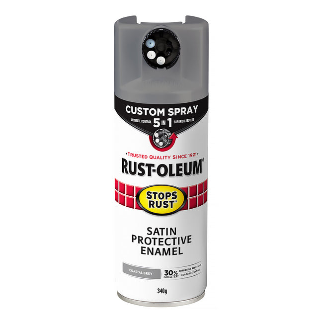 RUST-OLEUM Stops Rust Custom Spray Paint 5 in 1 Protective Enamel 340g Satin Coastal Grey