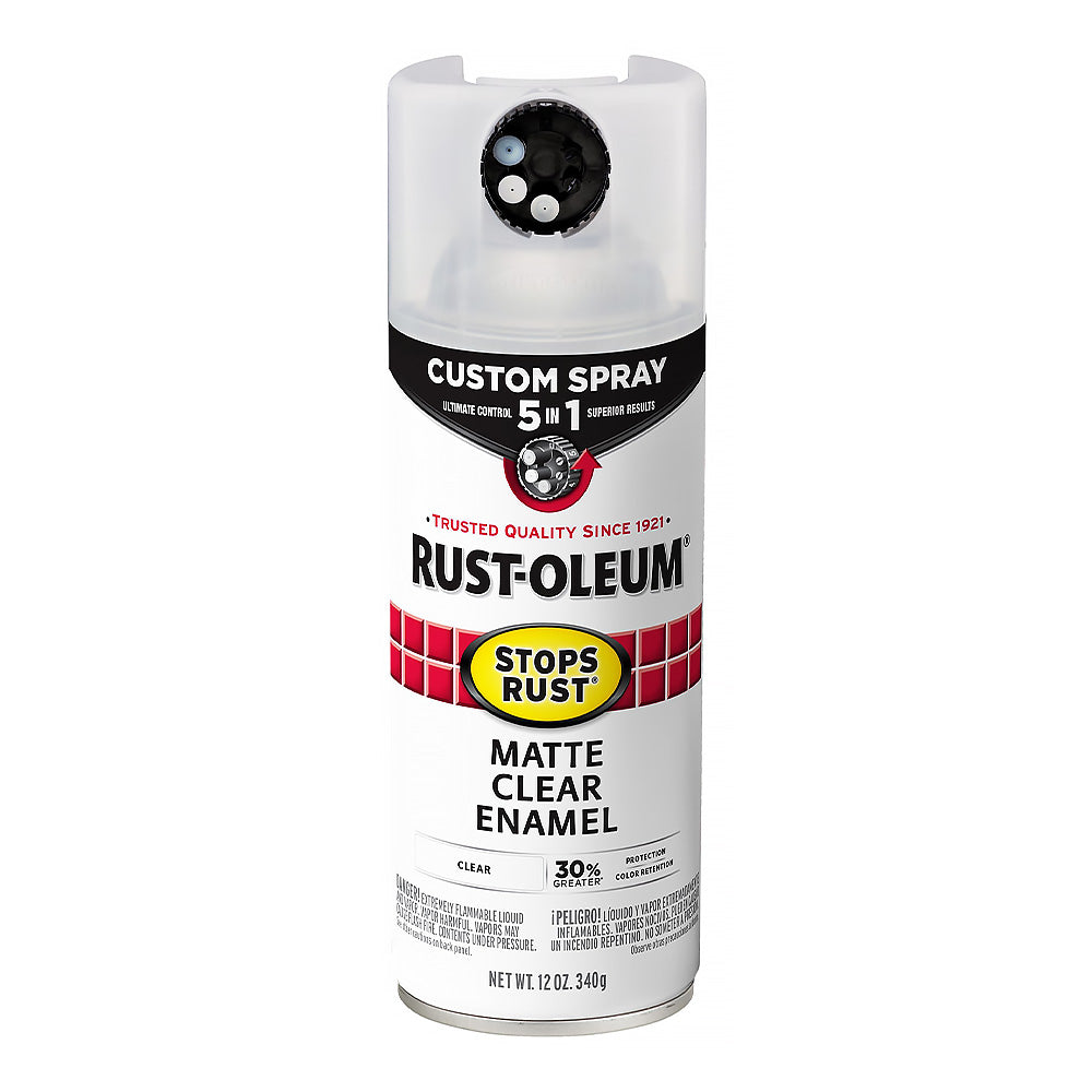 RUST-OLEUM Stops Rust Custom Spray Paint 5 in 1 Protective Enamel 340g Matte Clear