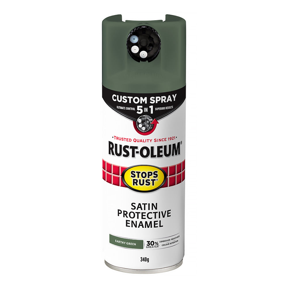 RUST-OLEUM Stops Rust Custom Spray Paint 5 in 1 Protective Enamel 340g Satin Earthy Green