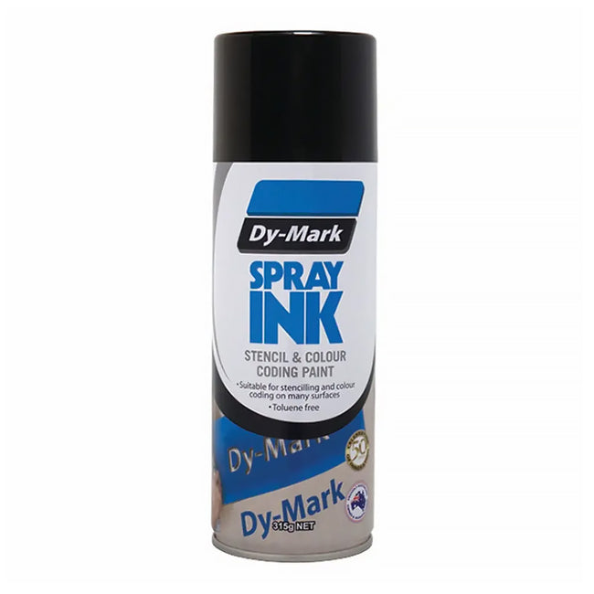 DY-MARK Spray Ink 315g Black Aerosol Stencil & Colour Coding Paint