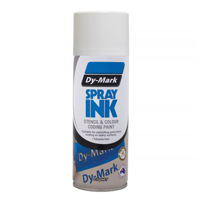 DY-MARK Spray Ink 315g White Aerosol Stencil & Colour Coding Paint