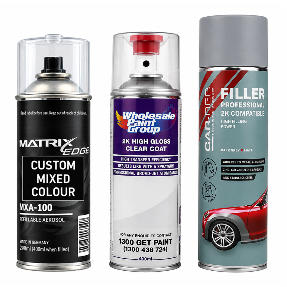 Choose Your Colour Custom Mixed Touch Up Spray Paint + 2K Clear Coat & Primer Kit