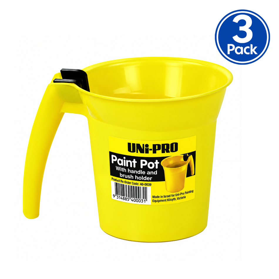 UNI-PRO 600ml Paint Pot with Handle & Brush Holder 3 Pack