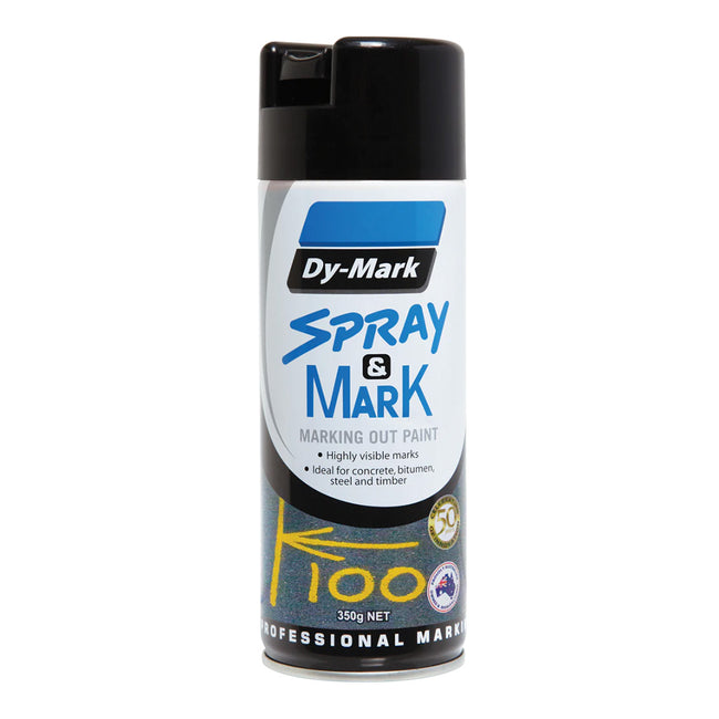 DY-MARK Spray & Mark Survey Linemarking Spray Paint Black 350g Aerosol