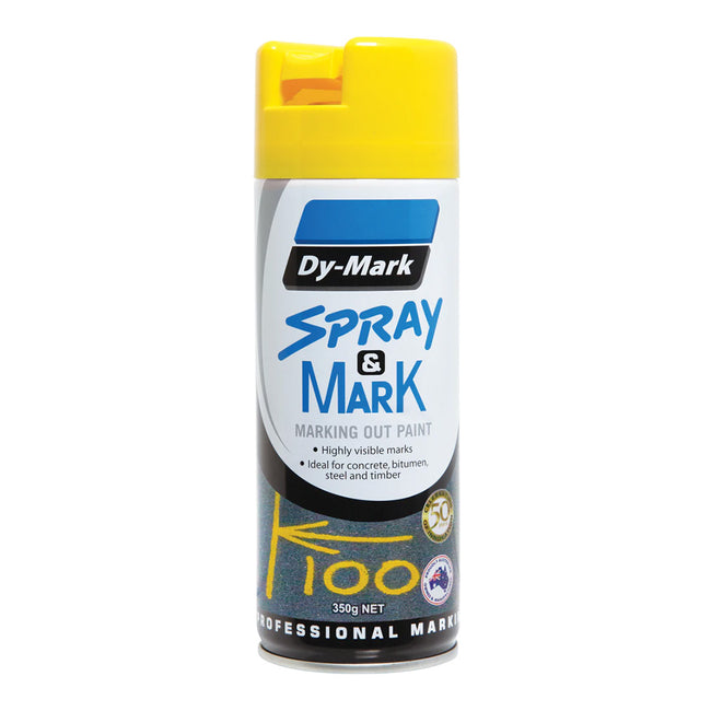 DY-MARK Spray & Mark Survey Linemarking Spray Paint Yellow 350g Aerosol
