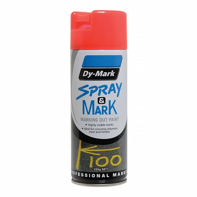 DY-MARK Spray & Mark Survey Linemarking Spray Paint Fluoro Red 350g Aerosol