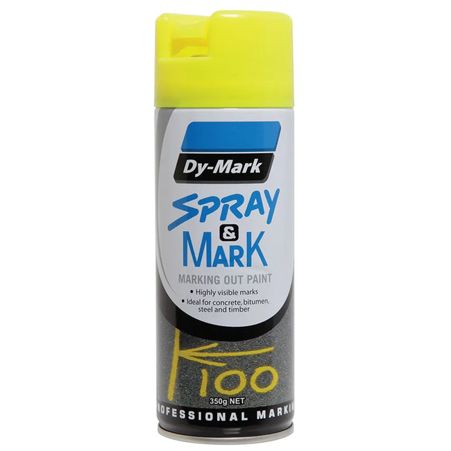 DY-MARK Spray & Mark Survey Linemarking Spray Paint Fluoro Yellow 350g Aerosol