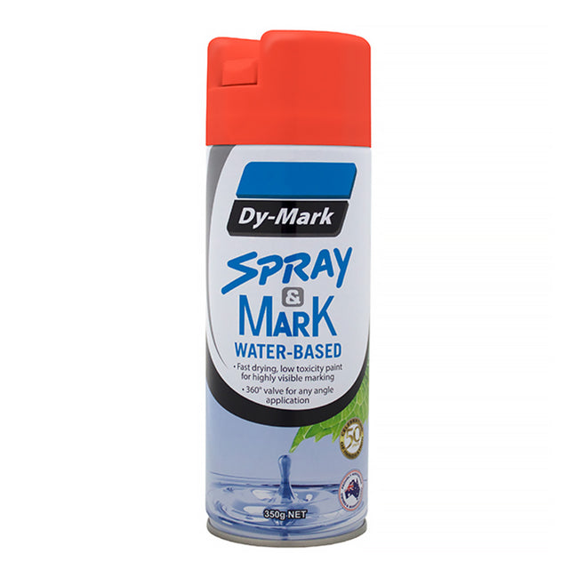 DY-MARK Waterbased Spray & Mark Survey Spray Paint Fluro Orange 350g Aerosol