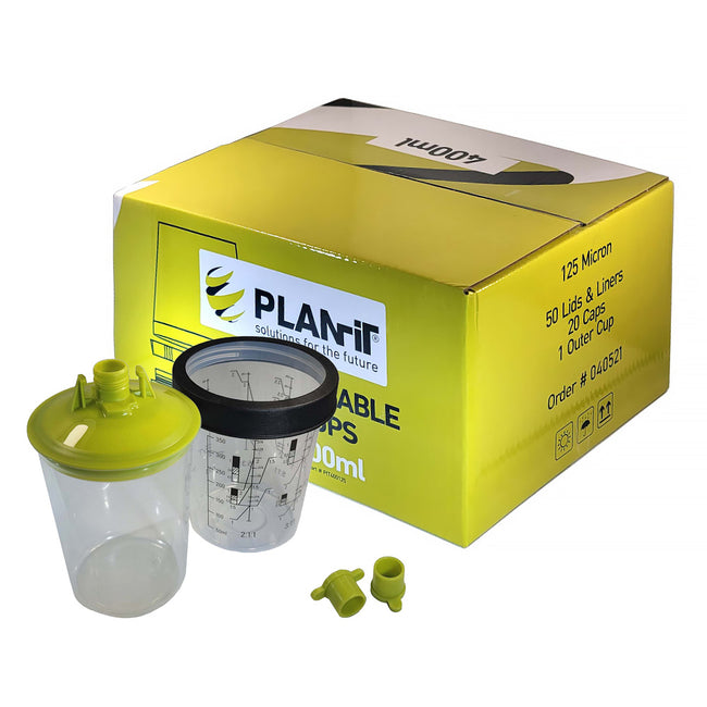 PLANIT Disposable Lids & Liners Kit 400ml 125um Filters PPS Cups