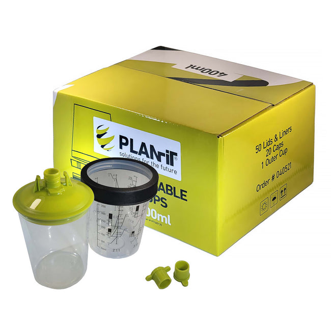 PLANIT Disposable Lids & Liners Kit 400ml 190um Filters PPS Cups