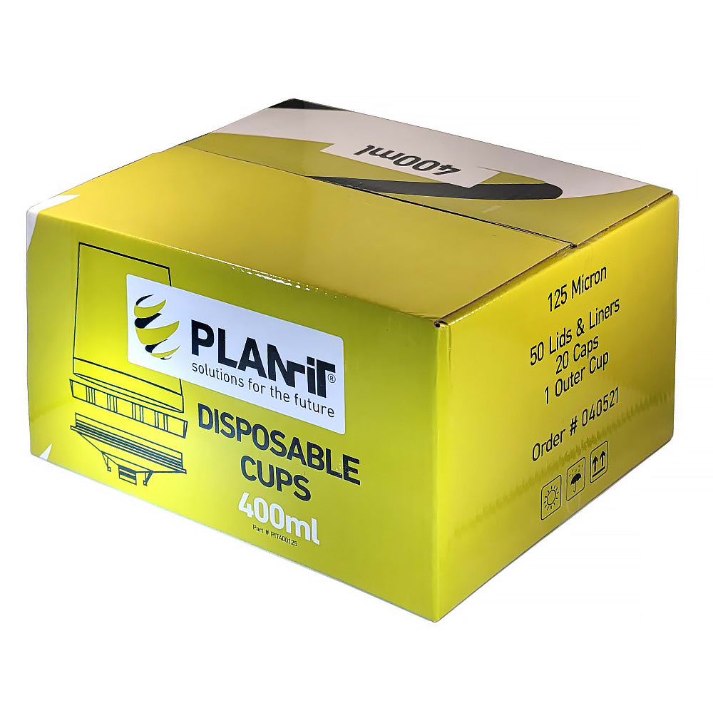 PLANIT Disposable Lids & Liners Kit 400ml 125um Filters PPS Cups