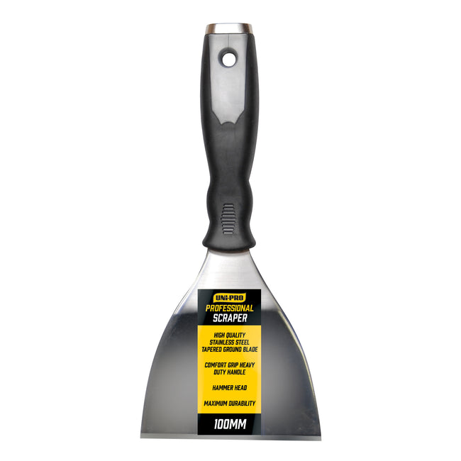 UNi-PRO Stainless Steel Scraper 100mm Multi Purpose Tool Comfort Grip