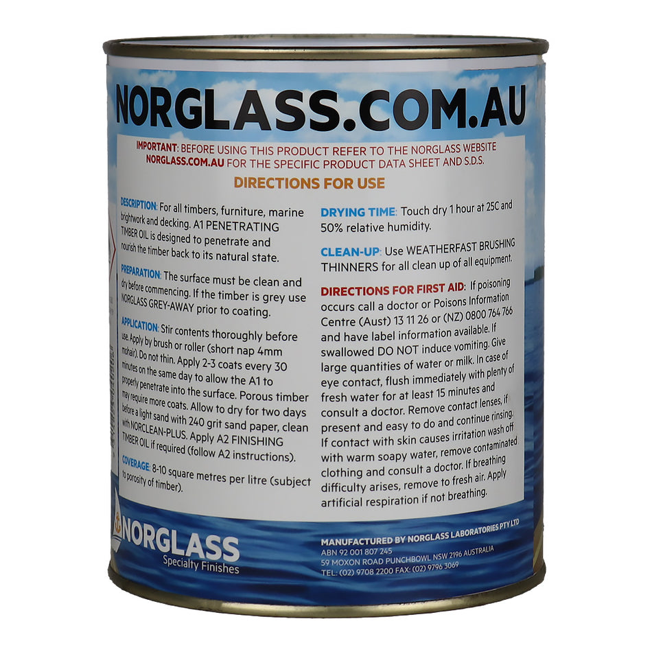 NORGLASS Weatherfast A1 Penetrating Timber Oil 1L Exterior Wood Finish