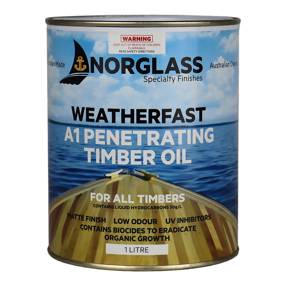 NORGLASS Weatherfast A1 Penetrating Timber Oil 1L Exterior Wood Finish