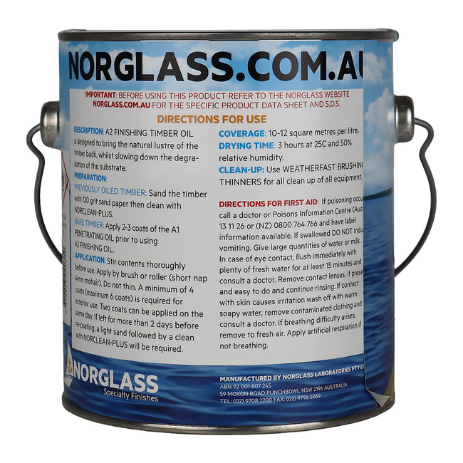 NORGLASS Weatherfast A2 Finishing Timber Oil 2L Exterior Wood Finish