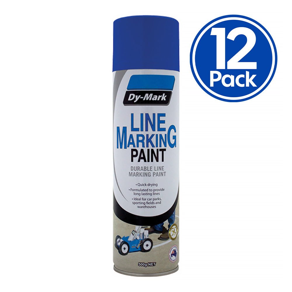 DY-MARK Line Marking Spray Paint Blue 500g Aerosol Acrylic x 12 Pack Box