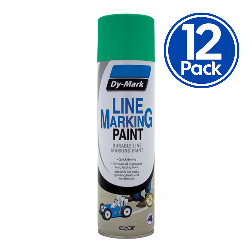 DY-MARK Line Marking Spray Paint Green 500g Aerosol Acrylic x 12 Pack Box