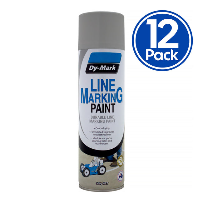 DY-MARK Line Marking Spray Paint Grey 500g Aerosol Acrylic x 12 Pack Box