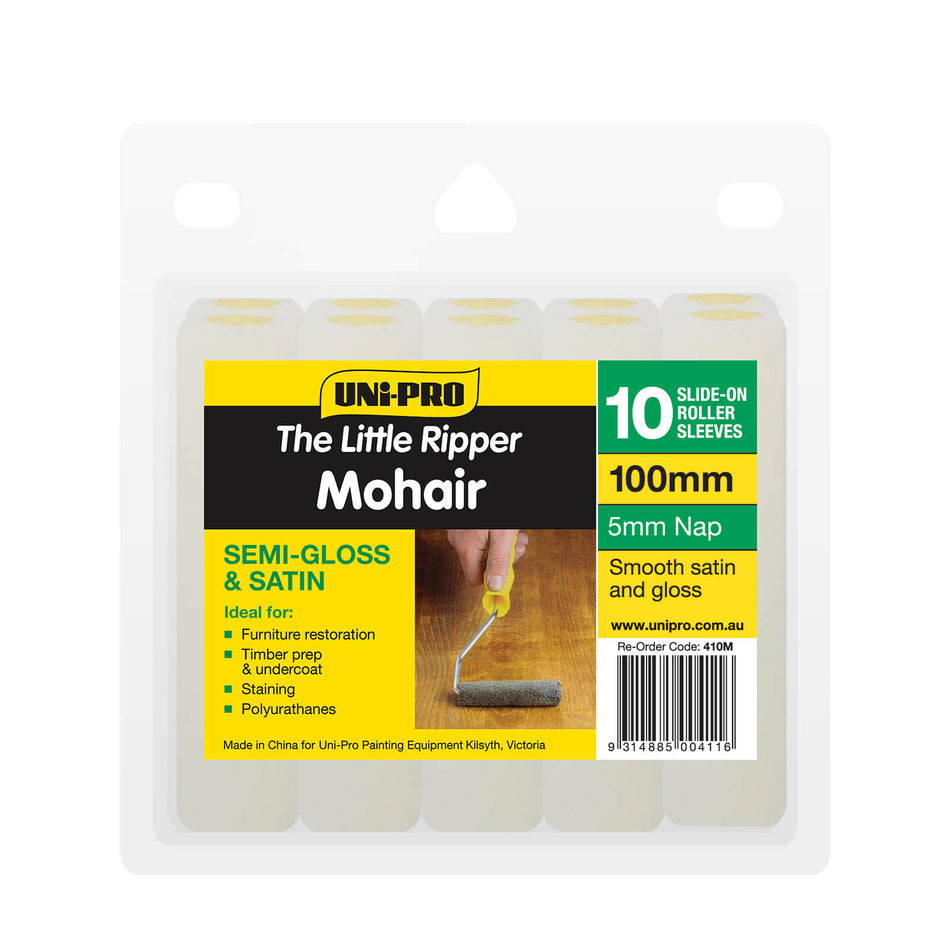 UNi-PRO Little Ripper 100mm Mohair Covers 5mm Nap x 10 Pack