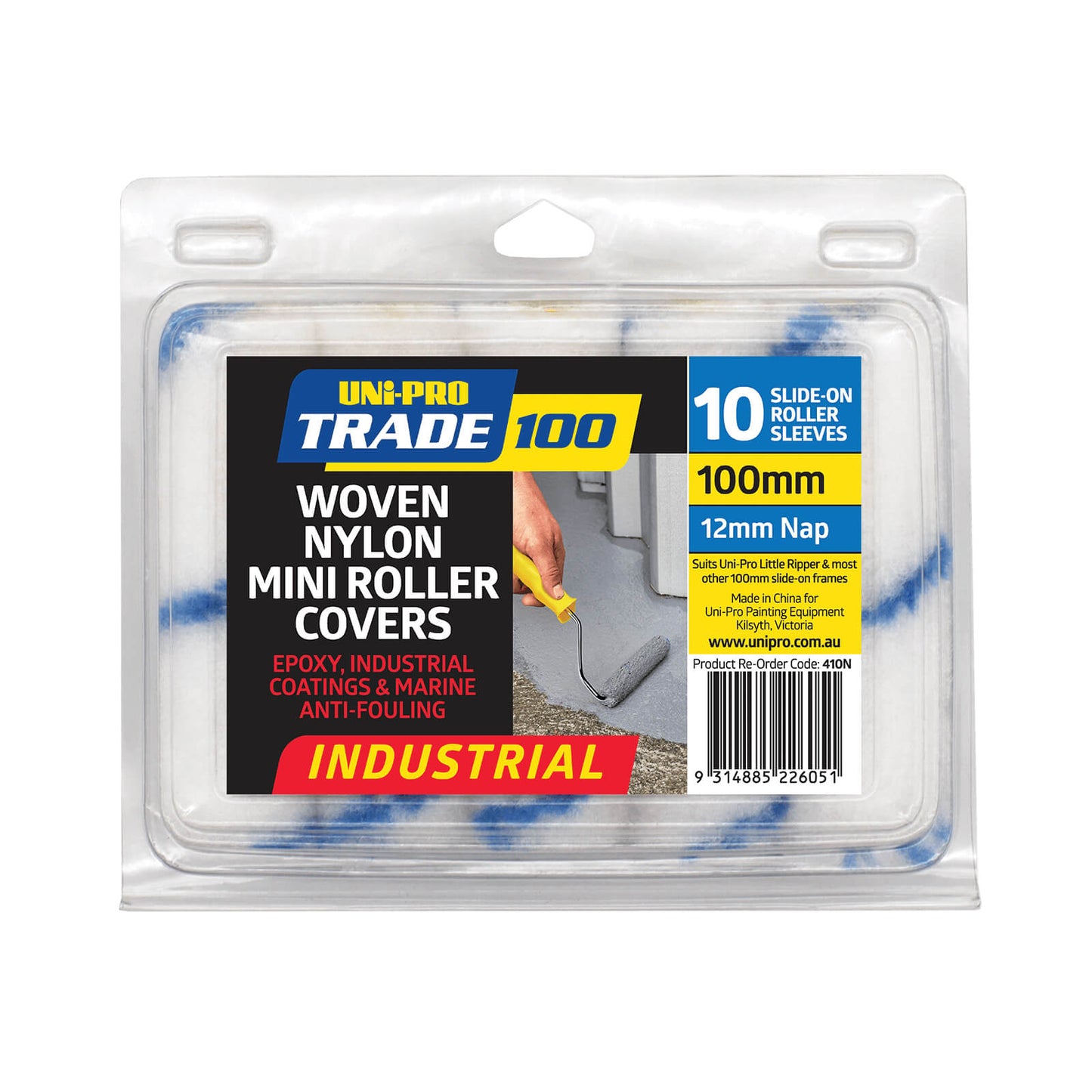 UNi-PRO Trade 100mm Industrial Nylon Covers 12mm Nap x 10 Pack