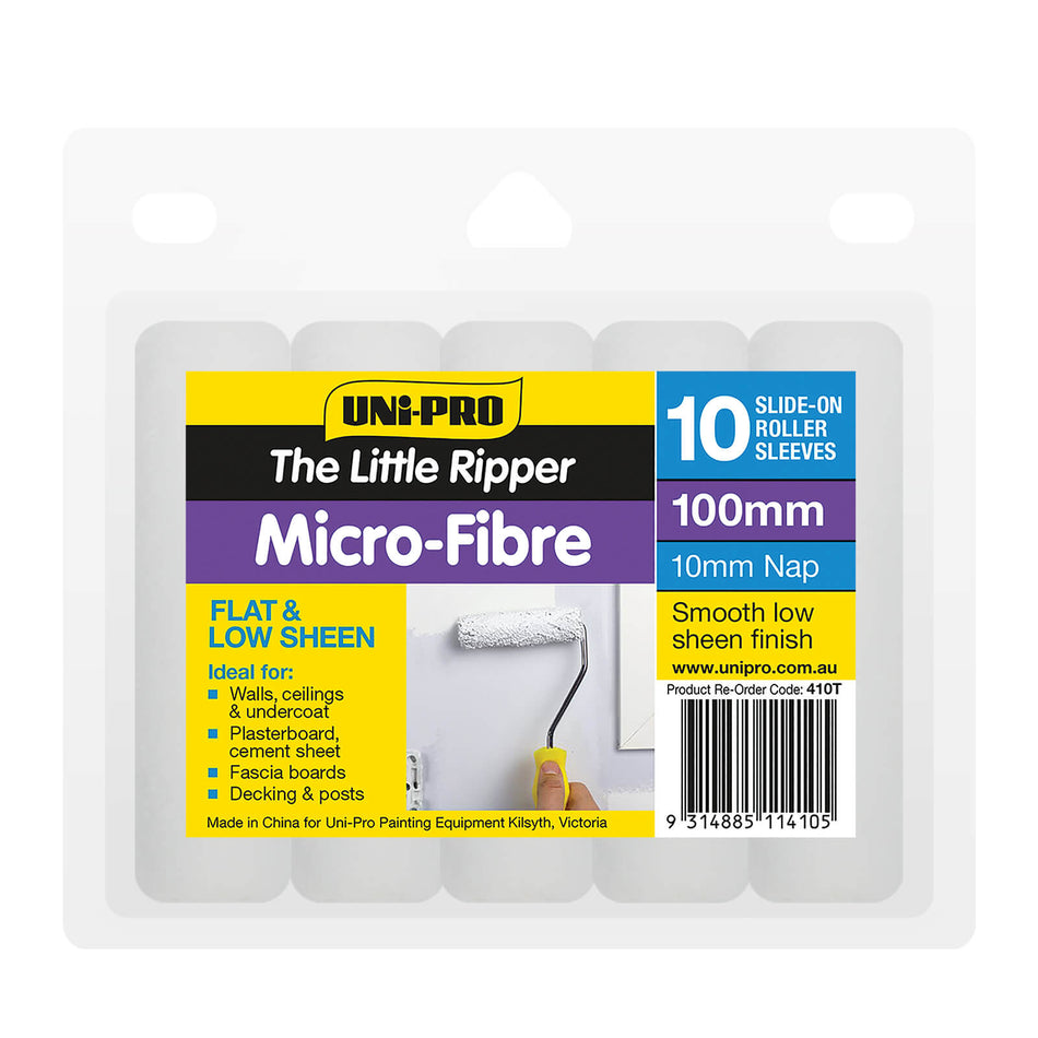 UNi-PRO Little Ripper 100mm Microfibre Covers 10mm Nap x 10 Pack