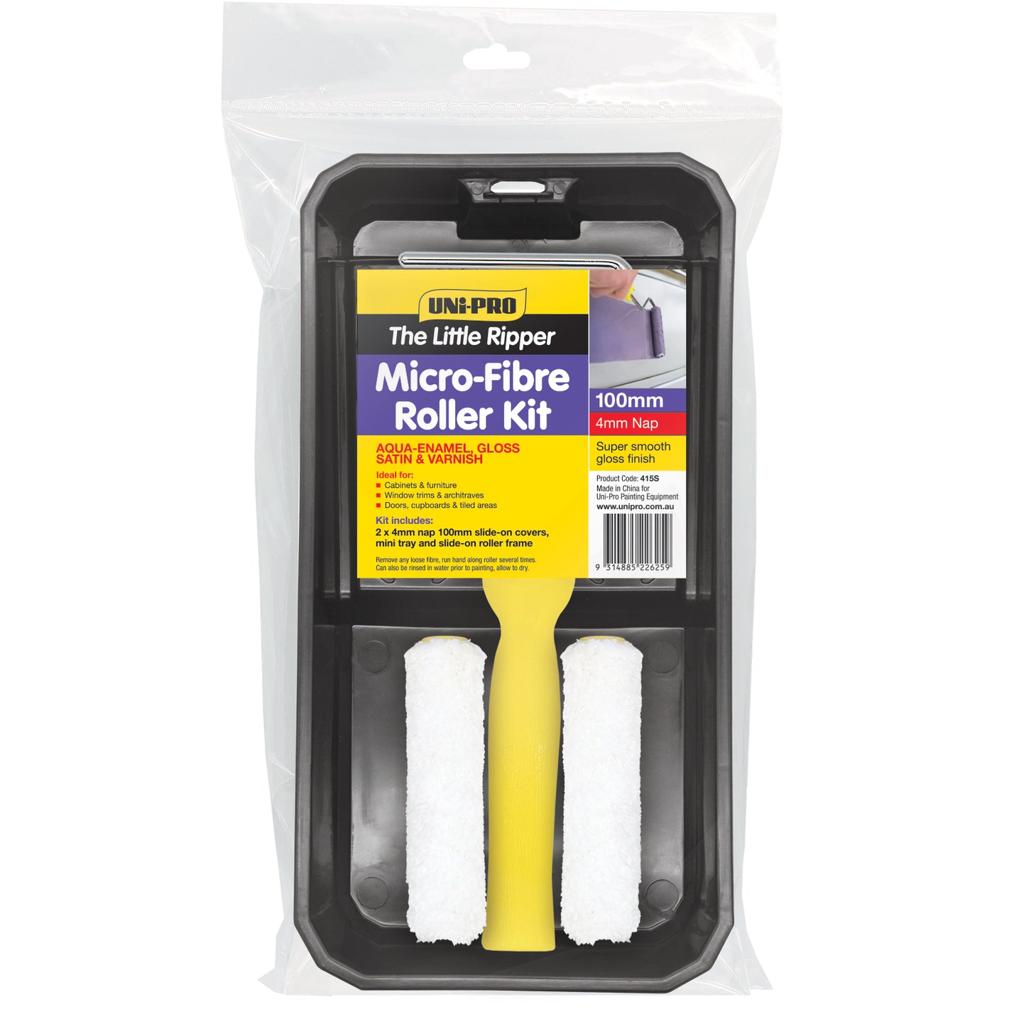 UNI-PRO Complete Microfibre Roller Kit 100mm x 4mm Nap Ultra Smooth Finish