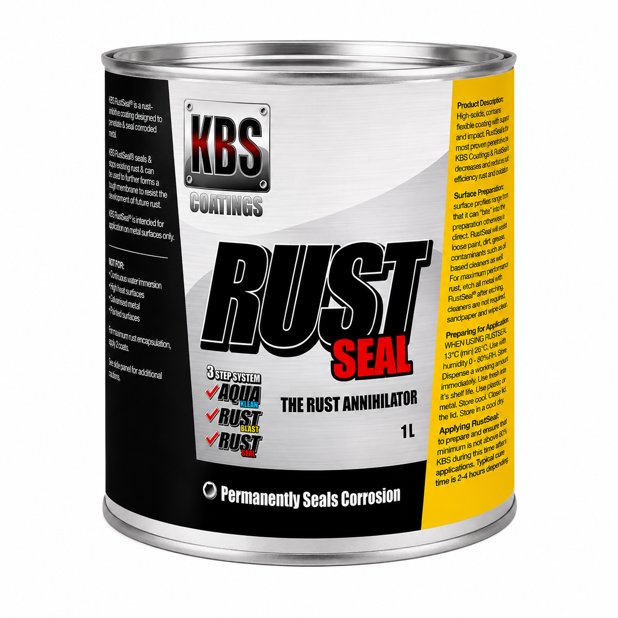 KBS RustSeal Satin Black 1L Rust Preventive Coating