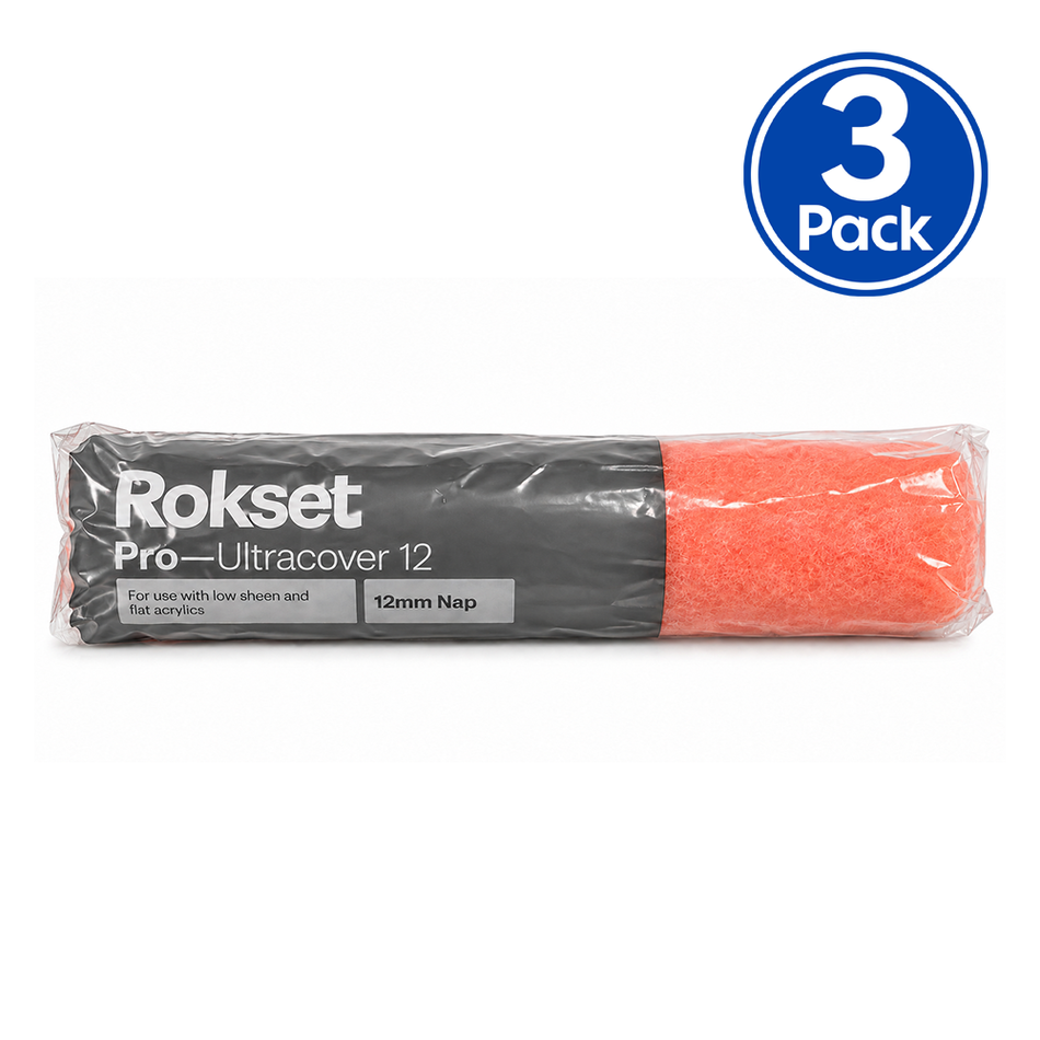 ROKSET PRO Ultracover Polyester Roller Cover 270mm 12mm Nap 3 Pack