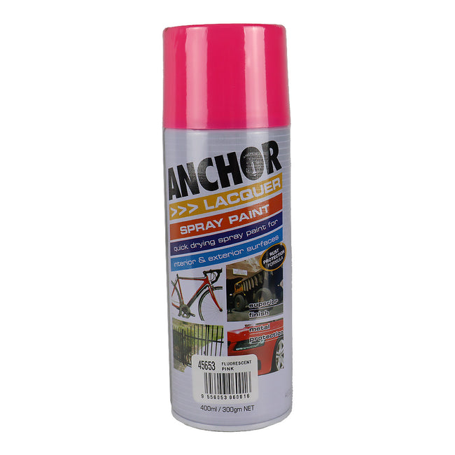 ANCHOR Lacquer Spray Paint Fluorescent Pink 300gm Aerosol Quick Drying