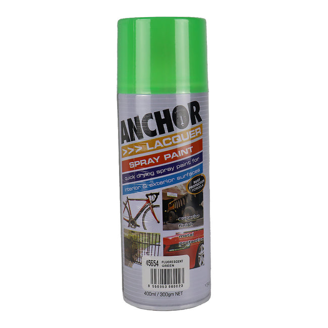 ANCHOR Lacquer Spray Paint Fluorescent Green 300gm Aerosol Quick Drying