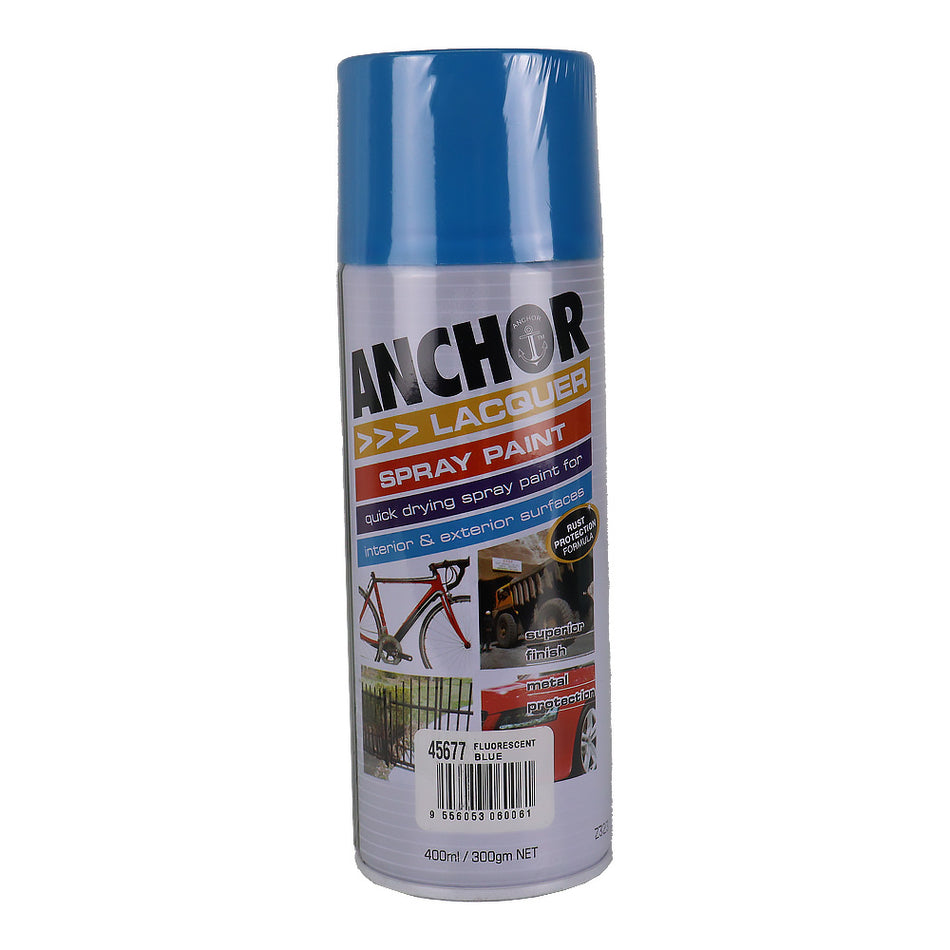 ANCHOR Lacquer Spray Paint Fluorescent Blue 300gm Aerosol Quick Drying